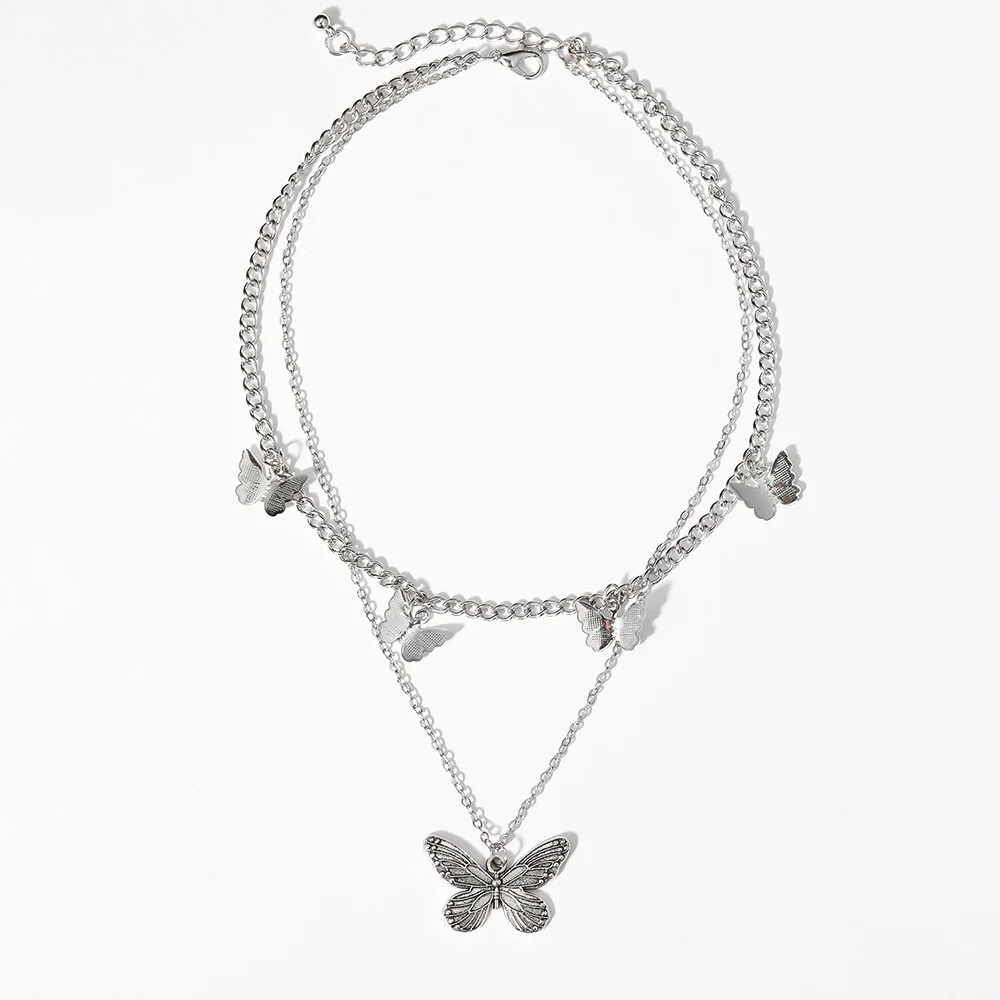 

Hip hop Necklace Butterfly Pendant Necklace neck chain ins Necklace Female Minority design sense clavicle chain fashion jewelry