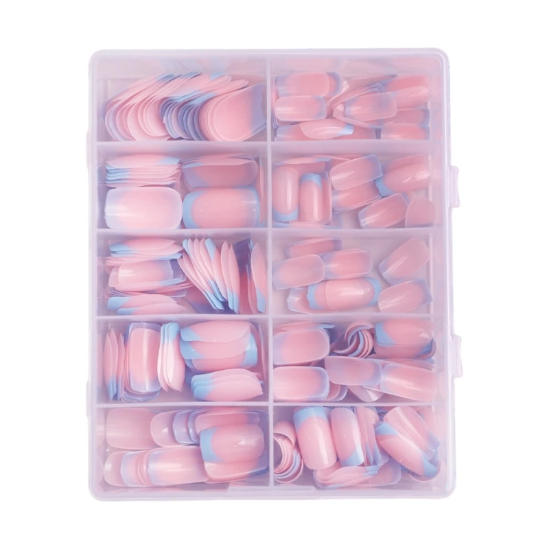 120 накладных ногтей. Накладные ногти с полным покрытием. Синие накладные