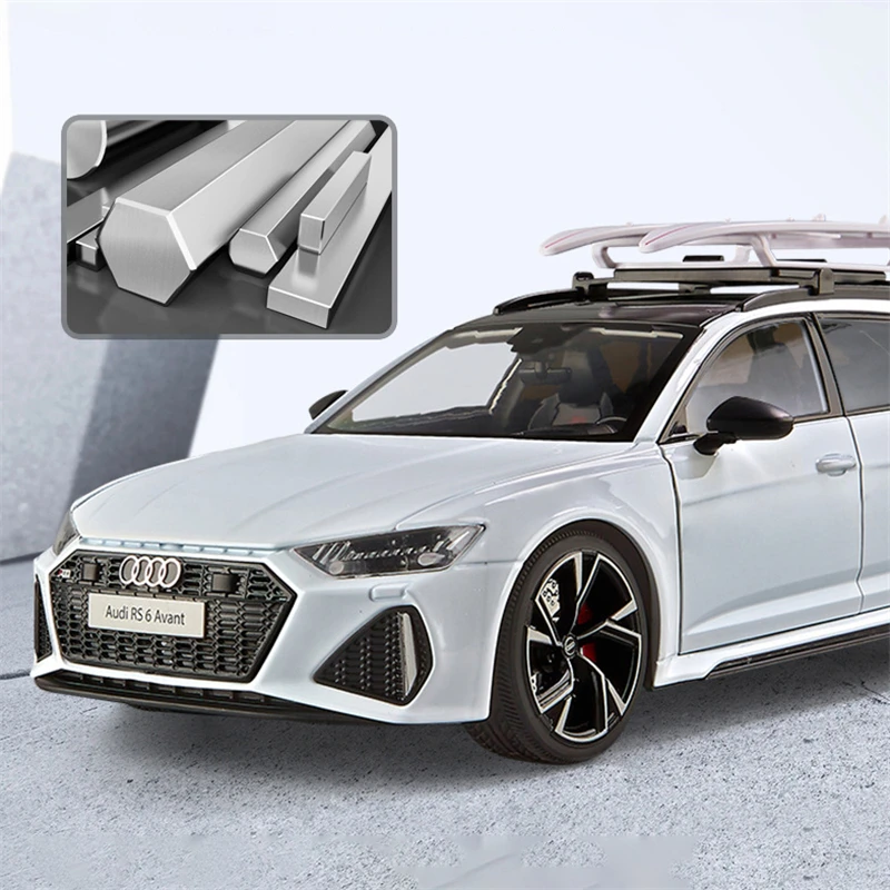 Фото Модель автомобиля Audi RS6 Avant универсал из сплава, модель спортивного автомобиля с литой металлической формой, имитация звука, искусственные детские игрушки, подарок, 1/18 №2