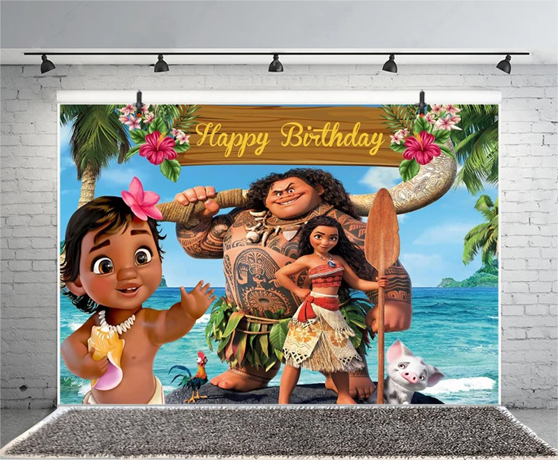 Принцесса ребенок Моана фон для фотосъемки первый новорожденный День Рождения