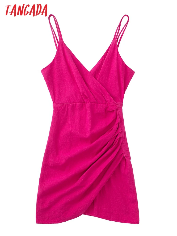 

Платье женское Короткое из хлопка и льна без рукавов с открытой спиной