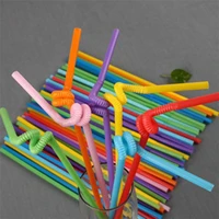 100 pcs disposable plastic drinking straws multi colored striped bendable elbow straws party event alike supplies color random