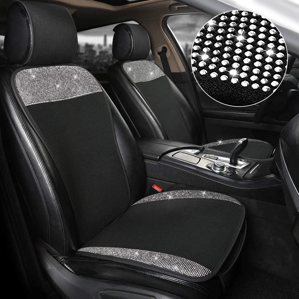 

Shiny Car Seat Cover Bling Interior Accessories for Women and Girls Breathable Front Seat Cushion Non-Silp Universal Seat Cover