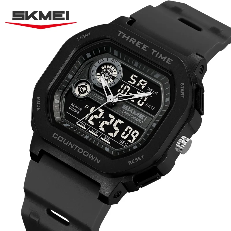 Фото Мужские спортивные часы SKMEI 2641 с новым хронографом, будильником, LED-дисплеем, цифровым таймером обратного отсчета, многофункциональные наручные часы. №1