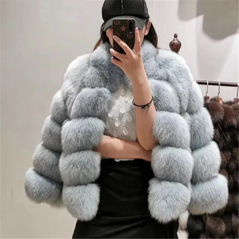 luxury Winter Warm natural fox fur coats outerwear genuine real Fur coats for women