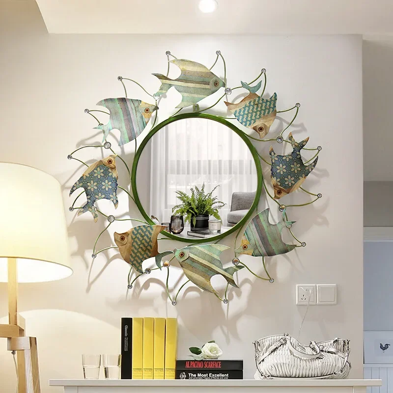 

Indoor European Creative Fish Porch Mirror Bathroom Bathroom Mirror Mediterranean Style Decorative Mirror