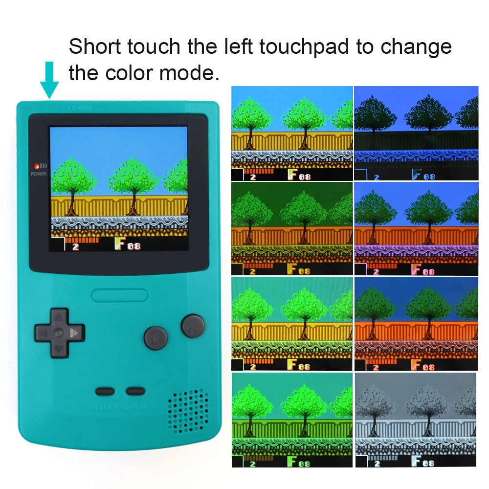 Фото Перезаряжаемый 2,8-дюймовый IPS-экран с ламинированным LCD-дисплеем для GBC, 480x432, с интегральной масштабировкой, подсветкой и ретро-пиксельным дизайном, комплект для Game Boy Color GBC №2