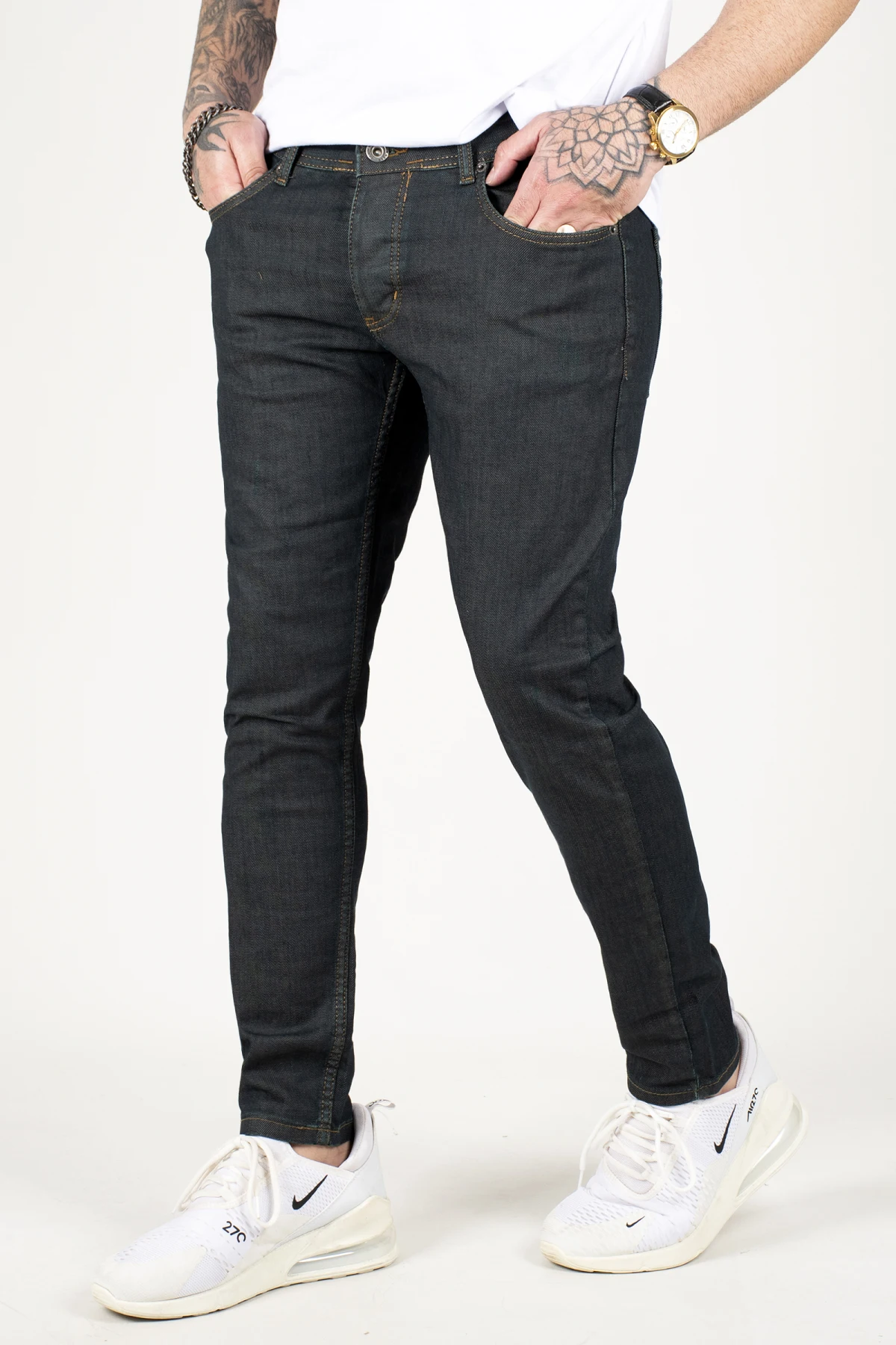 DeepSEA men's five pocket lycra buttoned jeans 2104611