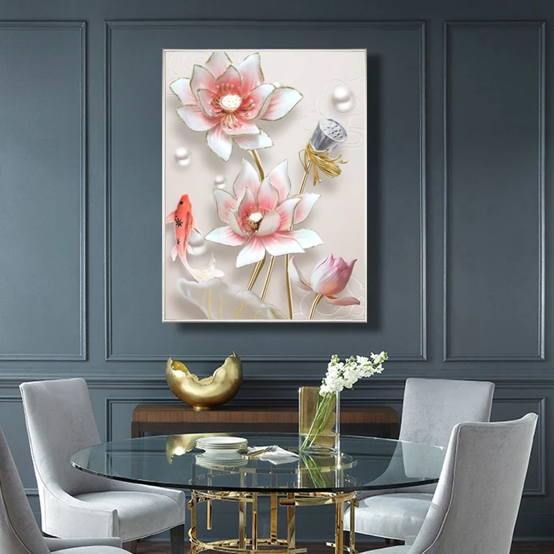 Акция! Алмазная 5D картина сделай сам мозаика с рисунком пейзажа лотоса рыбы