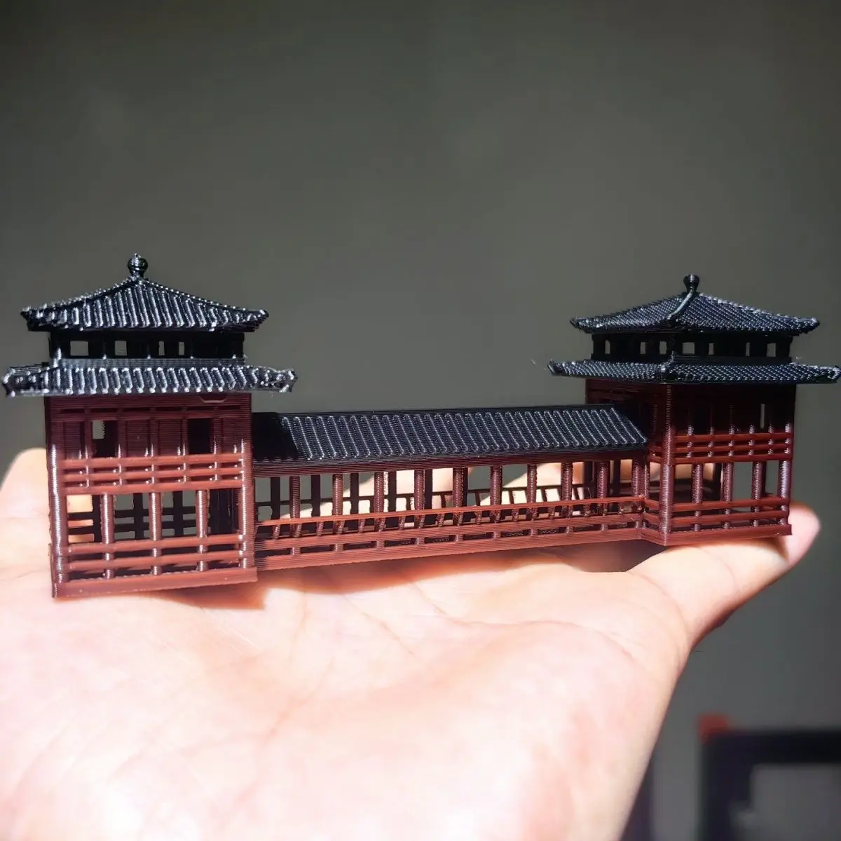 Фото 3D печать пластиковые китайские модели древнего здания длинные коридоры мосты микро пейзажи бонсай украшение №2