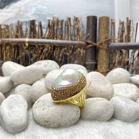 natural baroque pearl electroplating ring ladies noble and elegant temperament fashion versatile handmade jewelry