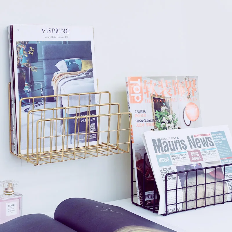 

Wrought Iron Book Shelf Book Stand Magazine Reading Rack Nordic Living Room Study Desktop Office Organizing Storage Decoration O