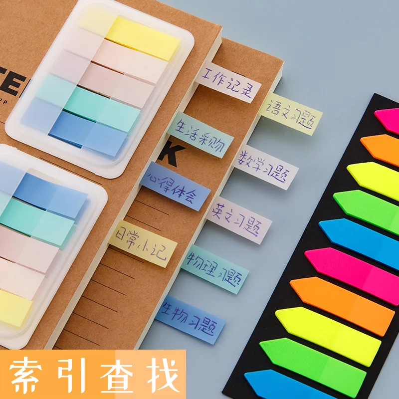 

PET Fluorescent Convenience Stickers N Times Pasting Student Creative Indicator Label Index Memo Small Plastic Bookmark