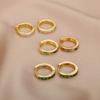 simple round zircon earrings for women bride elegant geometric colored cubic zirconia earrings wedding engagement jewerly 2022