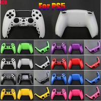 jcd 1pcs replacement shell housing front back cover case skin with decorative strip for ps5 gamepad controler repair parts