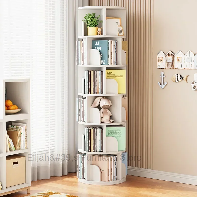 Вращающийся книжный шкаф на 360 ° напольная простая детская книжная полка для