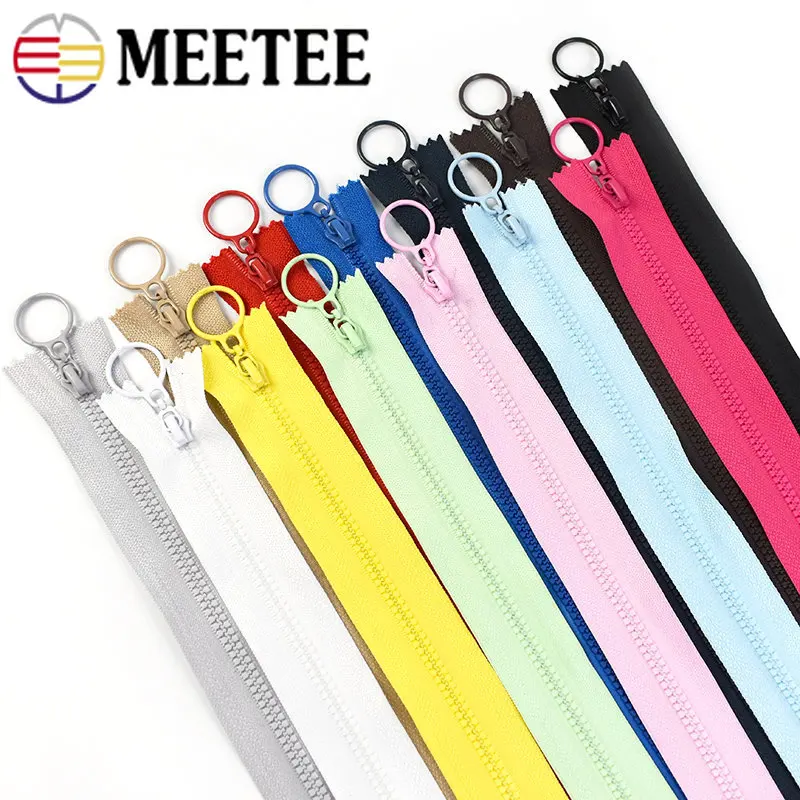 

10/20Pcs 3# Decorative Resin Zippers 25cm Closed-end 60cm Open-end O Ring Puller Zip Bag Clothes Jacket DIY Sewing Accessories