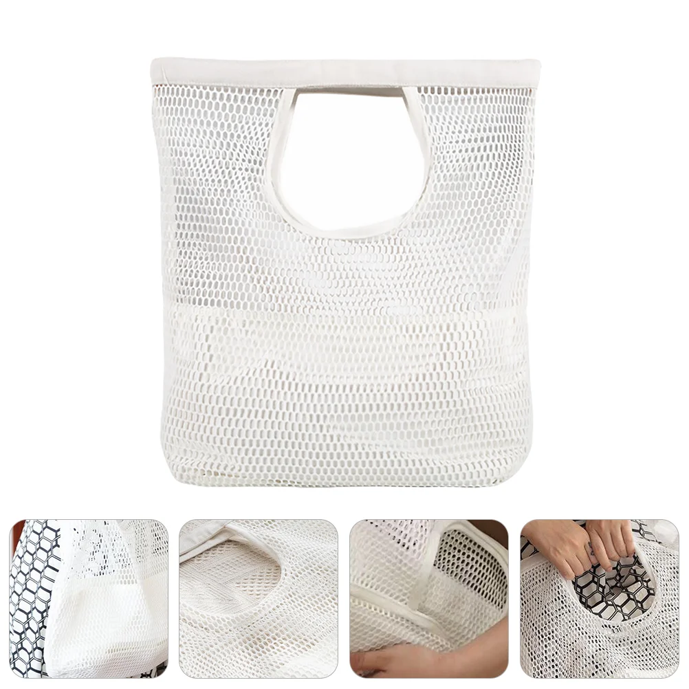 Mesh Shopping Bag Clear Collapsible Grocery Tote Bags Beach Reusable Washable Nylon Portable