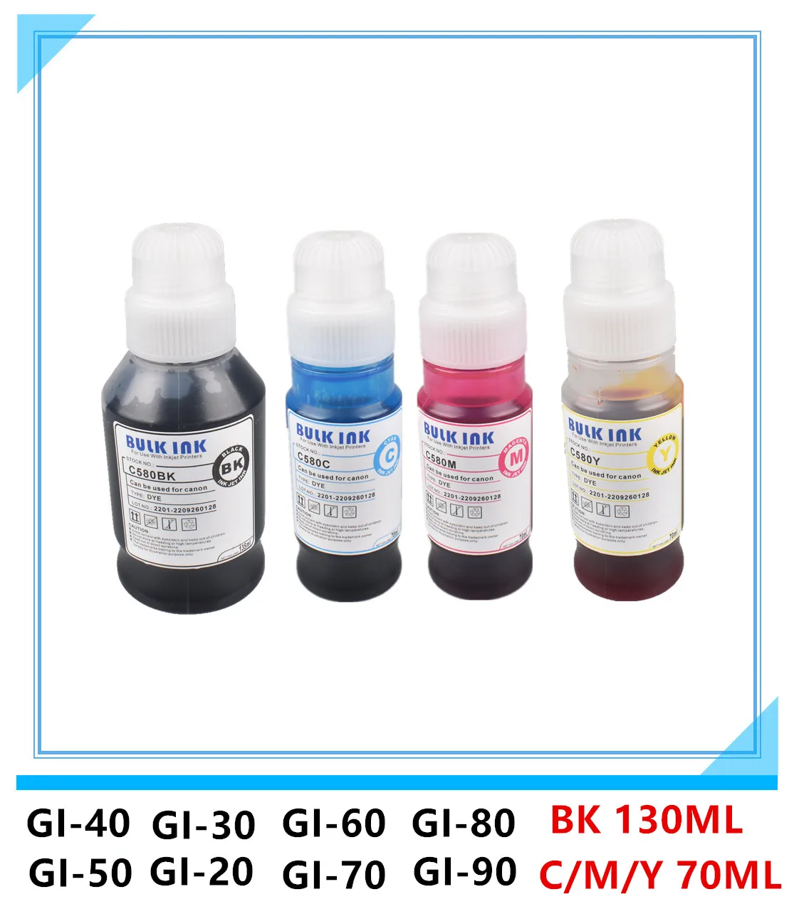 

compatible GI-40 GI-50 GI-60 GI-70 GI-80 GI-90 GI-20 Dye Ink Refill Kit for Canon PIXMA G5040 G6040 G7040 G5050 G6050 G7050