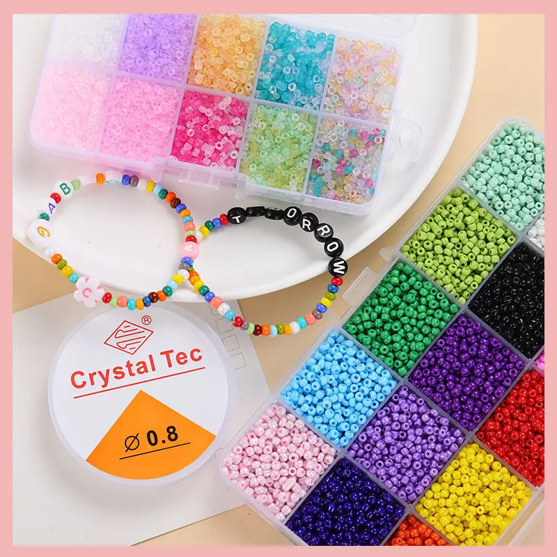 

Glass Seed Bead For Jewelry Making Accessories DIY Women Bracelet Necklace Earrings Anklet Material Set Acrylic Letter Beads Kit