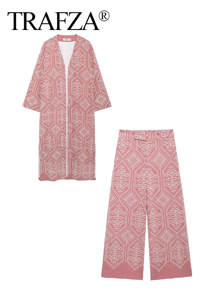 TRAFZA женский модный универсальный комплект из 2 предметов с v-образным вырезом и