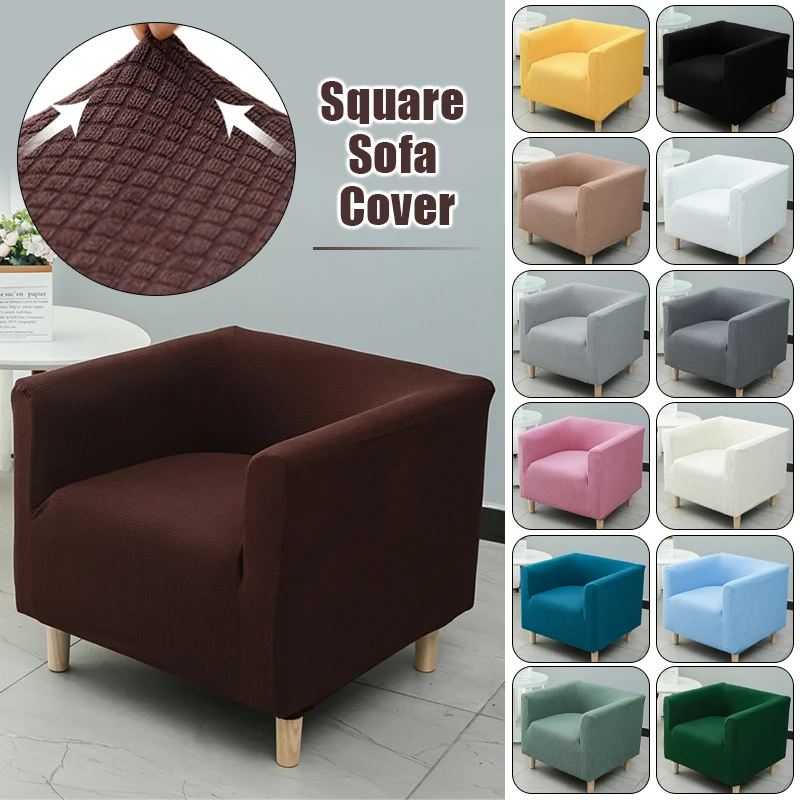 

Square Knit Sofa Cover Elastic Thickening Single Sofa Seat Cover Solid Color Plaid Modern Simple Furniture Protective Cover