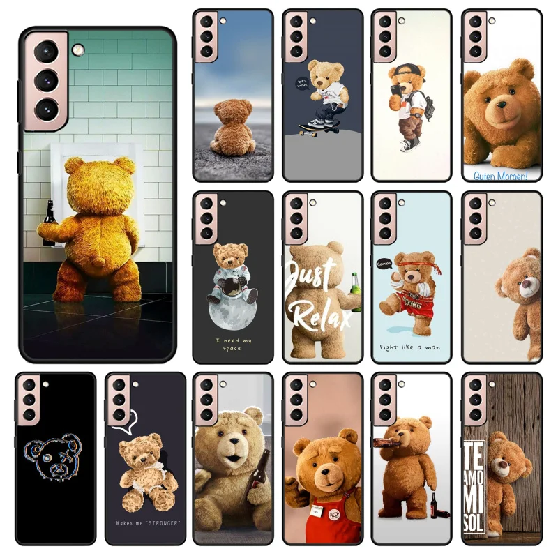 

Phone Case for Samsung Galaxy S23 S22 S20 Ultra S20 S22 Plus S21 S10 S9 Plus S10E S20 FE Cute Teddy bear Beer Phone Capa