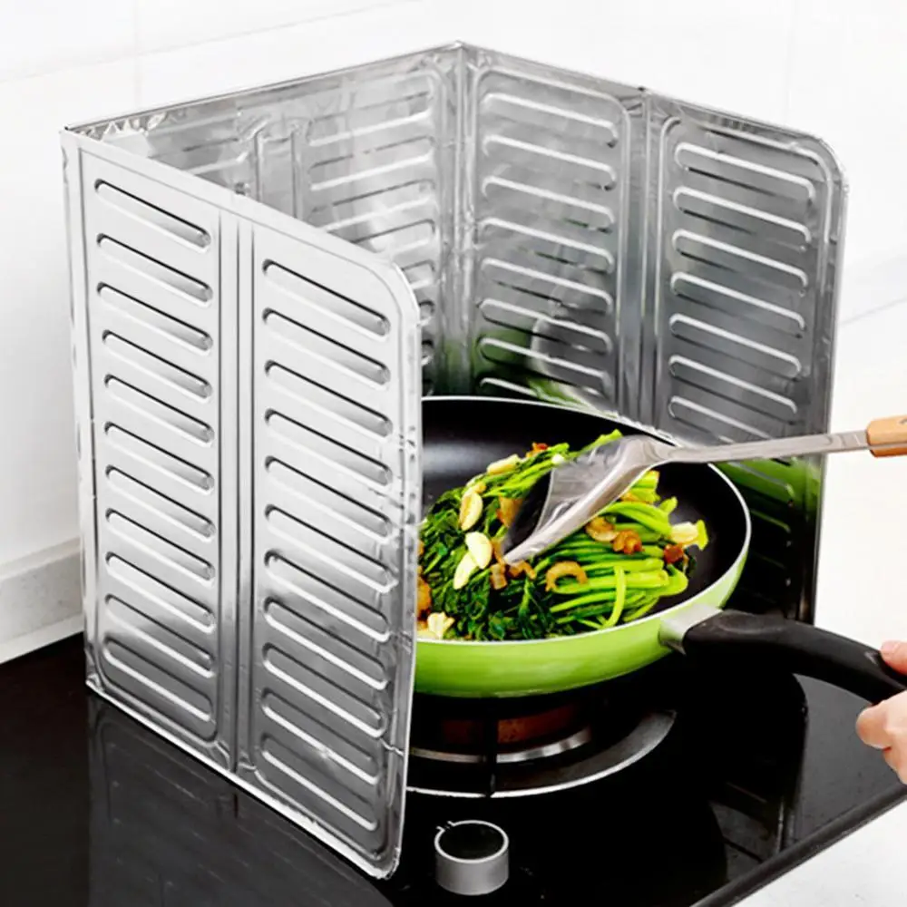 

Kitchen Aluminium Foldable Stove Heat Insulation Anti-oil Splash Proof Plate Baffle Wall Protected Heat Cover Kitchen Tool