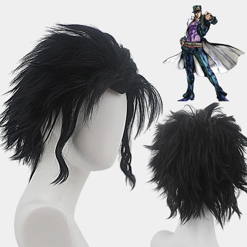 

Anime Jojo's Bizarre Adventure Kujo Jotaro Cosplay Wig Short Blue Black Heat Resistant Hair Kuujou Joutarou Costume Wig