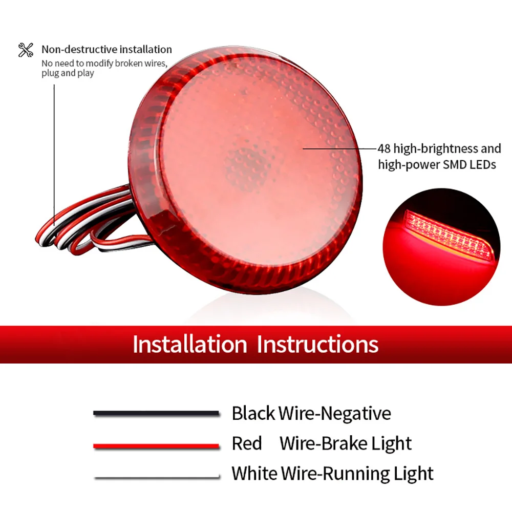 2 шт. круглые светодиодные отражатели заднего бампера для Toyota Corolla 2008-2010 Nissan Qashqai