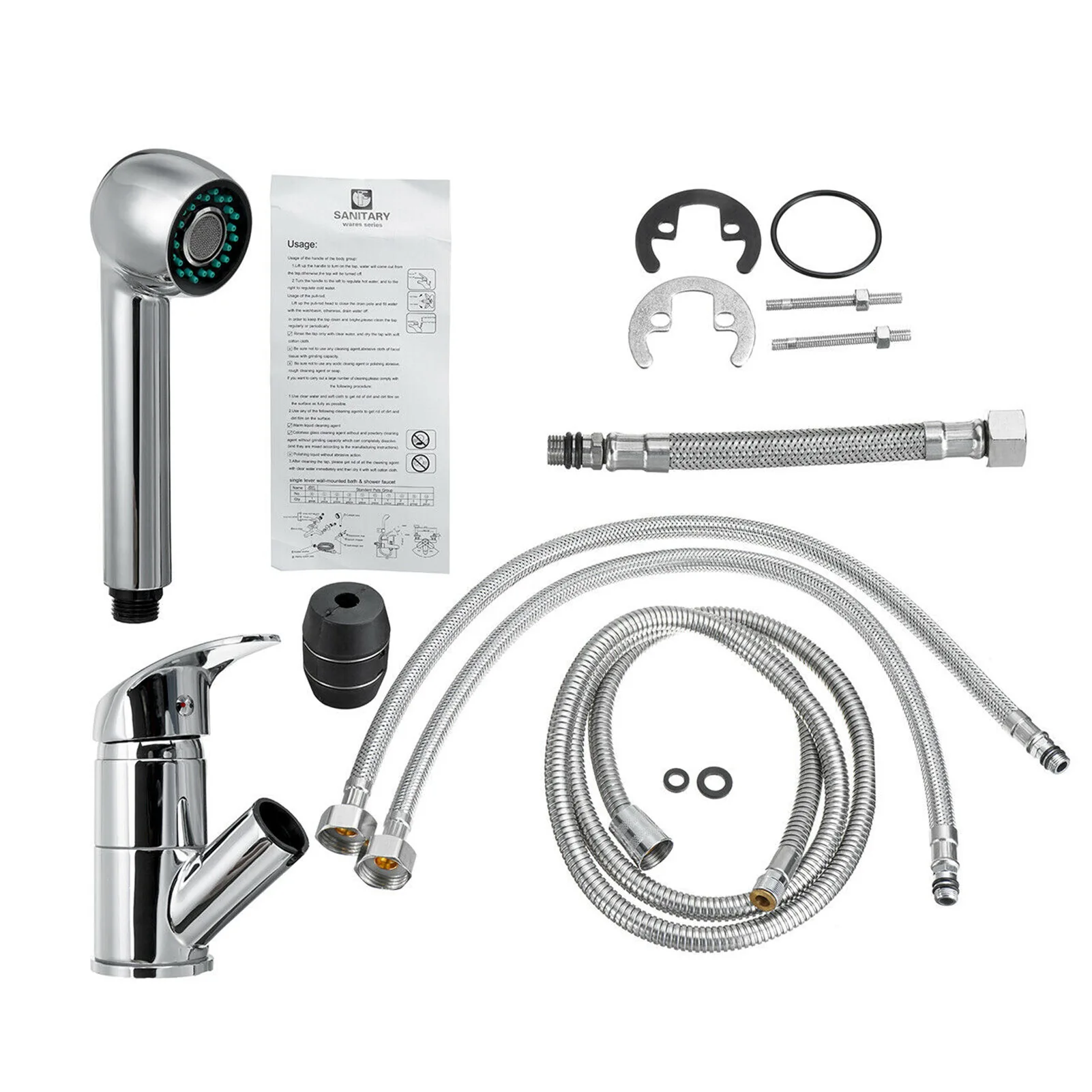 

Spout Mixer Tap Hot Cold Water Bathroom Basin 360 Rotatable Kitchen Faucet Modern With Pull Out Sprayer Brass Sink Single Handle