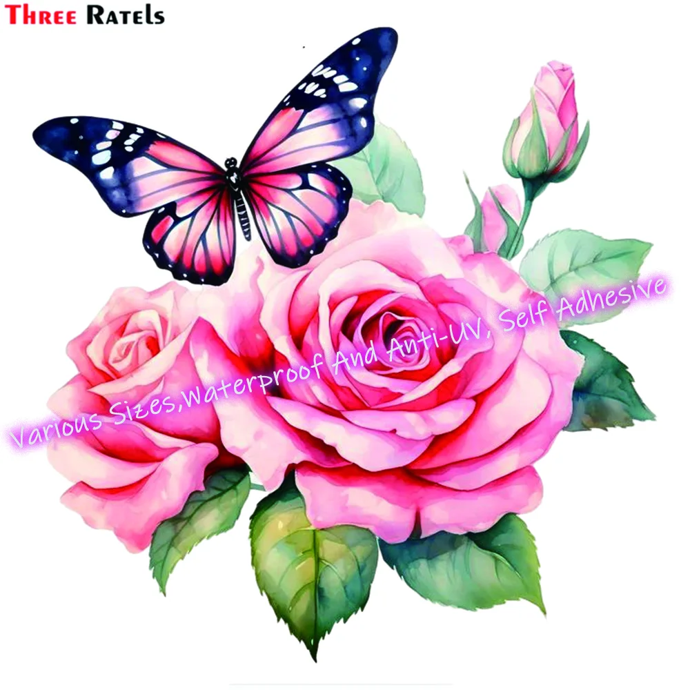 Водонепроницаемые наклейки на лобовое стекло Three Ratels M249 с бабочками и розами