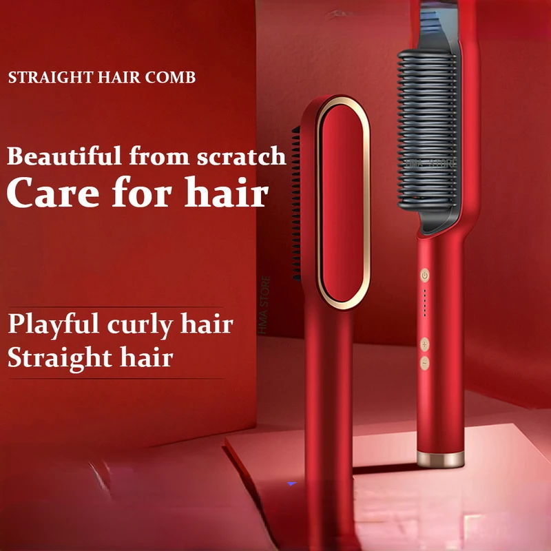 

New Hair Straightener Men Beard Comb Tourmaline Ceramic Hair Curler Brush Ionic Comb Straighteners Curling Hair Iron Hair Brush