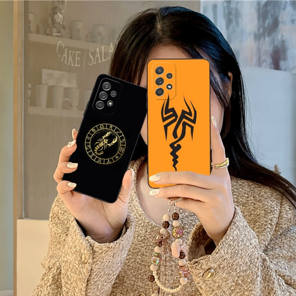 Colored Golden Scorpio Mobile Cell Phone Case for Samsung Galaxy A73 72 71 70 55 54 53 52 35 34 32 23 14 13 5G Black Cover Shell