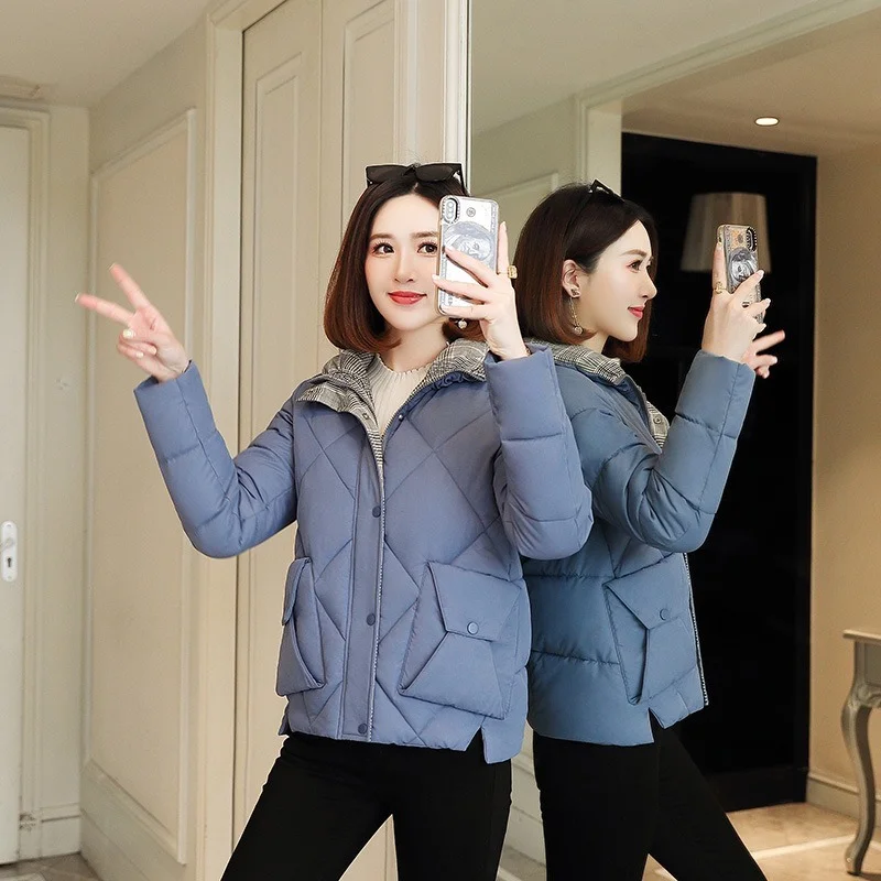 Women Office Lady Fashion Warm Down Coats Autumn Winter Simple Solid Colors Big Pocket Parkas New Korean Chic Casual Outwears