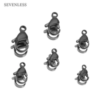 20pcslot 9 15mm stainless steel plated black lobster buckle chain end connector for bracelet necklace making closure hook