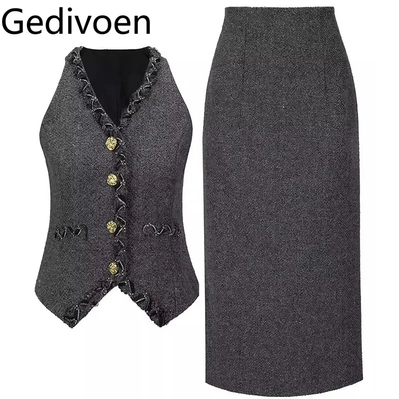 Gedivoen женский элегантный офисный и деловой костюм однобортные топы на бретелях с