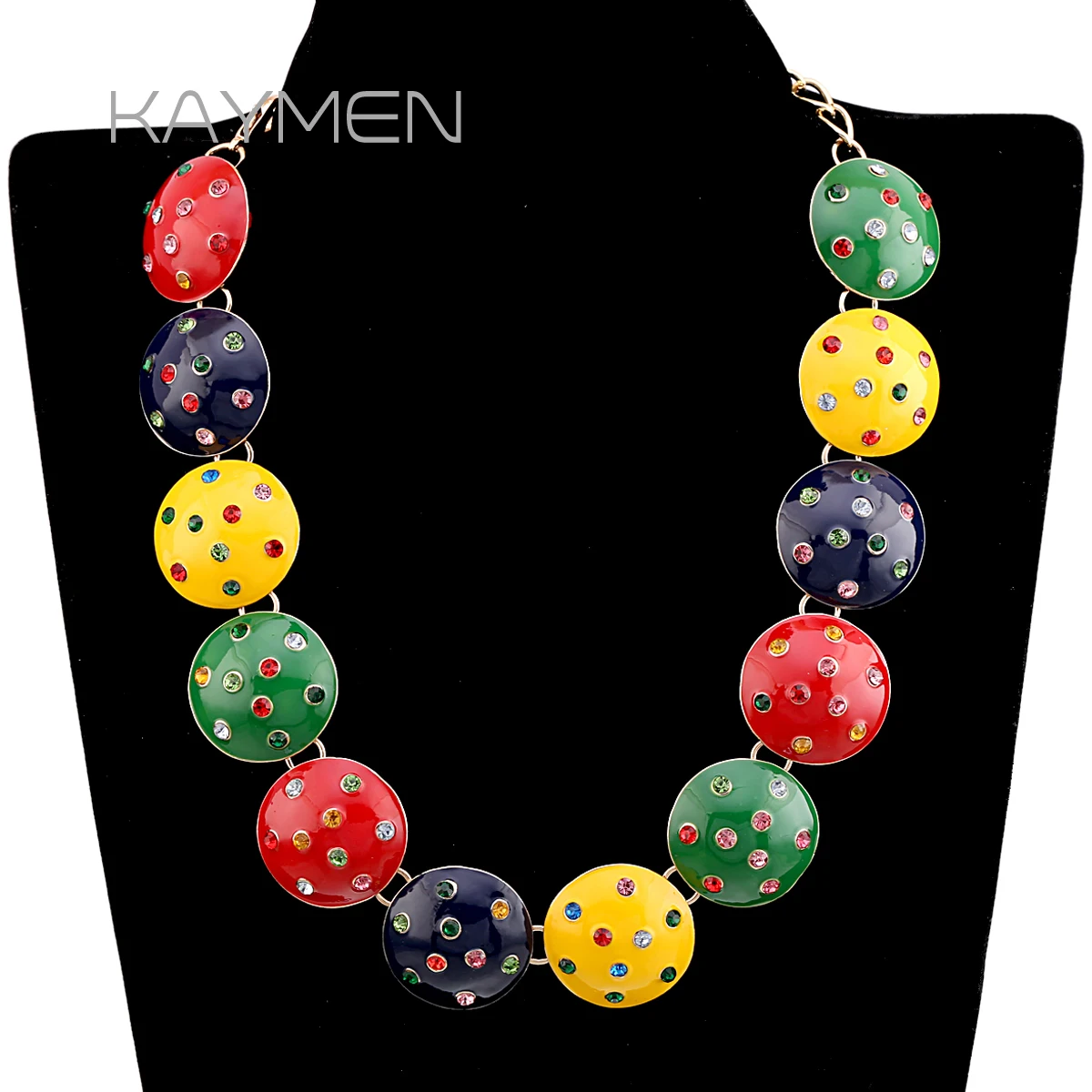

Kaymen новые эмалевые круглые кулоны красочное ожерелье инкрустированное фианитами Модные чокеры Ювелирные наборы для женщин