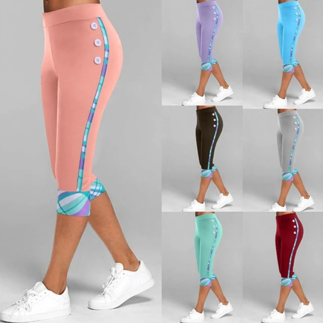 Women High Waist Yoga Pants, 3/4 Fitness Leggings for Women Tummy