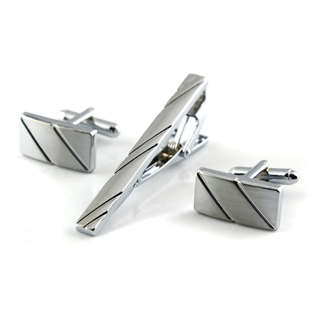 

Shirt Jewelry Casual Gift Wedding Tie Clip Adult Cufflink Set Striped Portable Business Sturdy Party Decoration Accessories