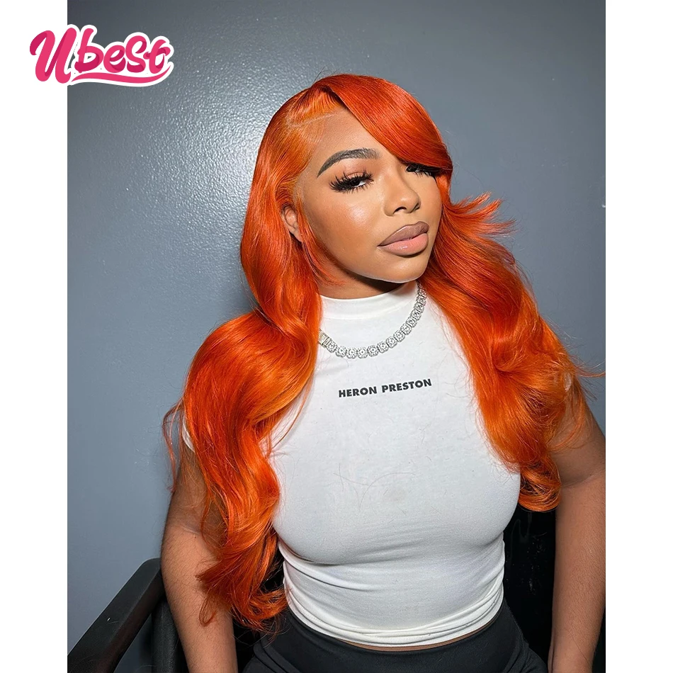 13X6 13X4 Прозрачный парик с объемной волной на кружеве человеческие волосы рыжий