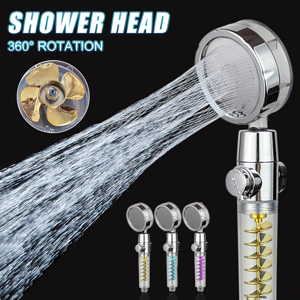 

360 Degree Turbocharged Handheld Shower Head High Pressure Spray Nozzle Water Saving With Pause Button Adjustable For Bathroom