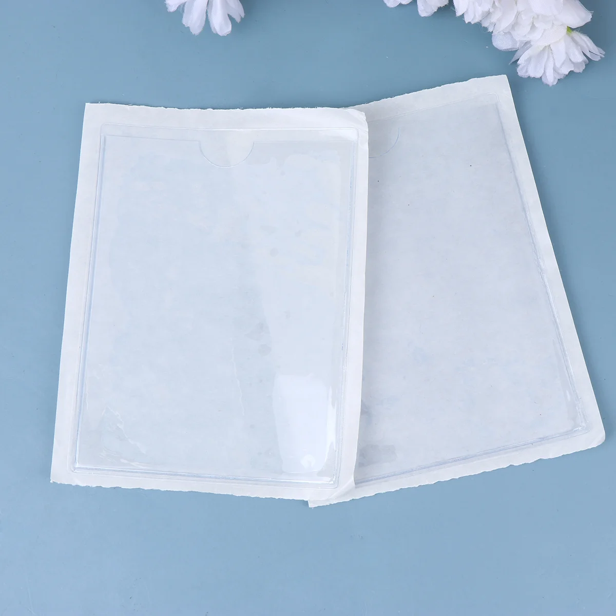 

10PCS Self- Adhesive Pocket Library Pockets Label Holder With Open For Cards Business Cards And Photos Organization