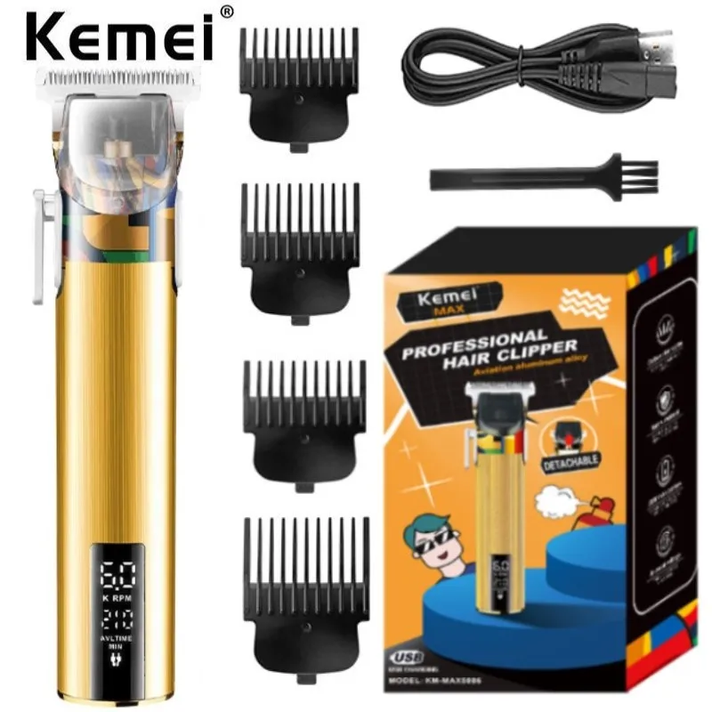 

Kemei Max5086 Hair Clipper Professional Type-c T9 Men Hair Trimmer Beard LCD Display Electric Cutter Haircut Machine for Barber