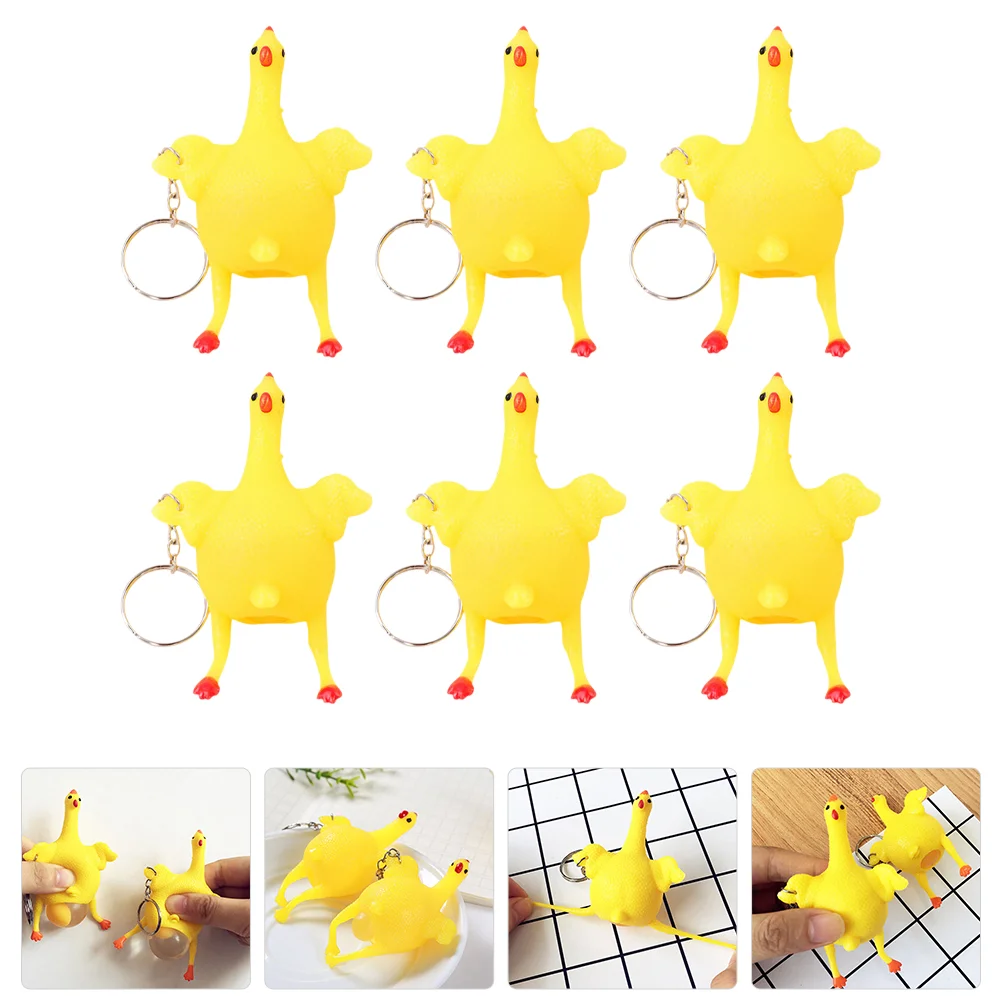 

6 Pcs Laying Hen Keychain Chicken Goodie Bags Fillers Creative Stress Relieve Toys Party Stuffers Kids Hens