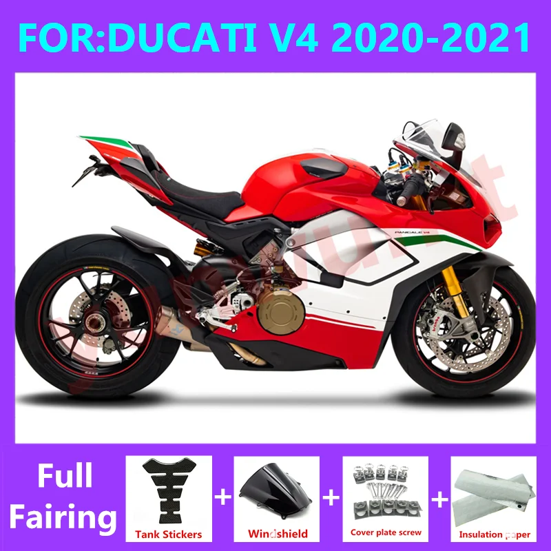 

New ABS Motorcycle Injection mold Fairings Kit Fit For Panigale V4 20 21 v4s v4r 2020 2021 Bodywork full fairing set red white