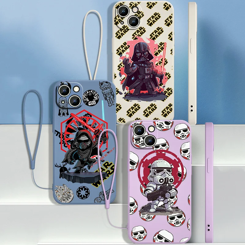 

Star Wars Darth Vader For Apple iPhone 13 12 11 Pro Max mini XS XR X 8 7 6S 6 Plus Liquid Rope Phone Case Capa Cover