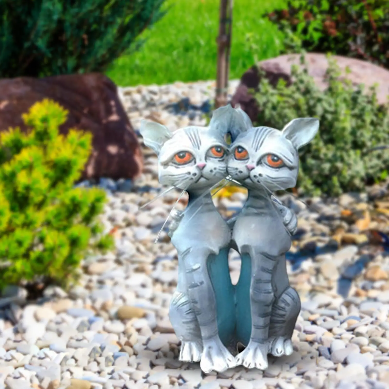 

Cat Statue, Meditation Cat Resin Crafts Two Couple Cats Figurine Decorative for Office Home Living Room Forest Ornament