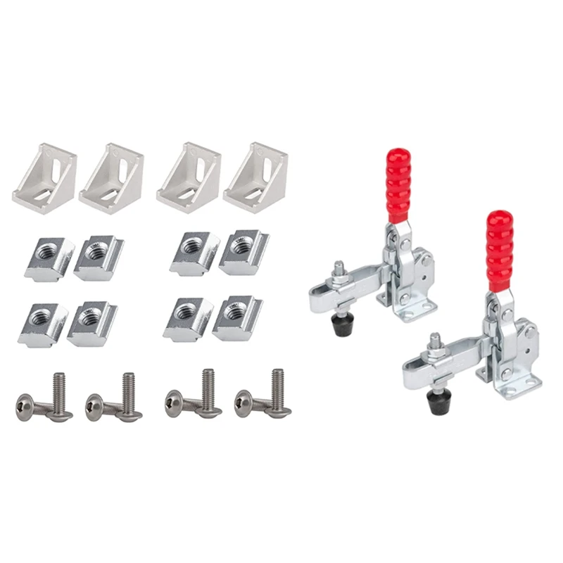 

100X 2020 Series Aluminum Profile Connector Set For 6Mm Slot Aluminum Profile & 2Pcs GH-12130 Quick Release Toggle Clamp