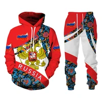 new russia 3d trend hoodie sets tracksuit sportswear sweatshirtsweatpant 2 pc suit fashion streetwear pullover mens clothes